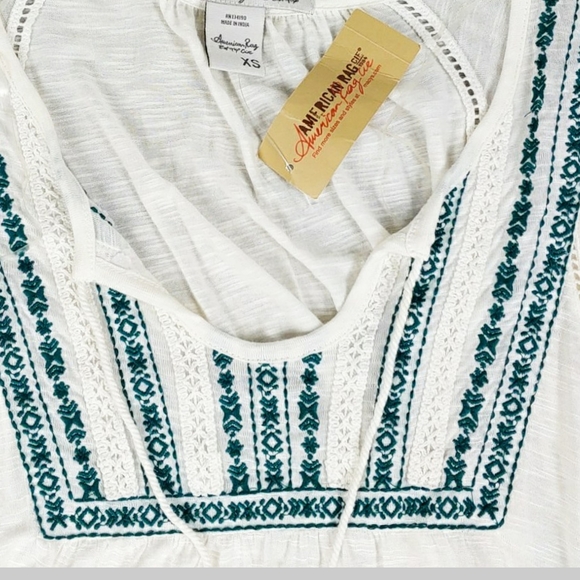 NWT American Rag Egret Combo Cream Peasant Blouse - Picture 6 of 6